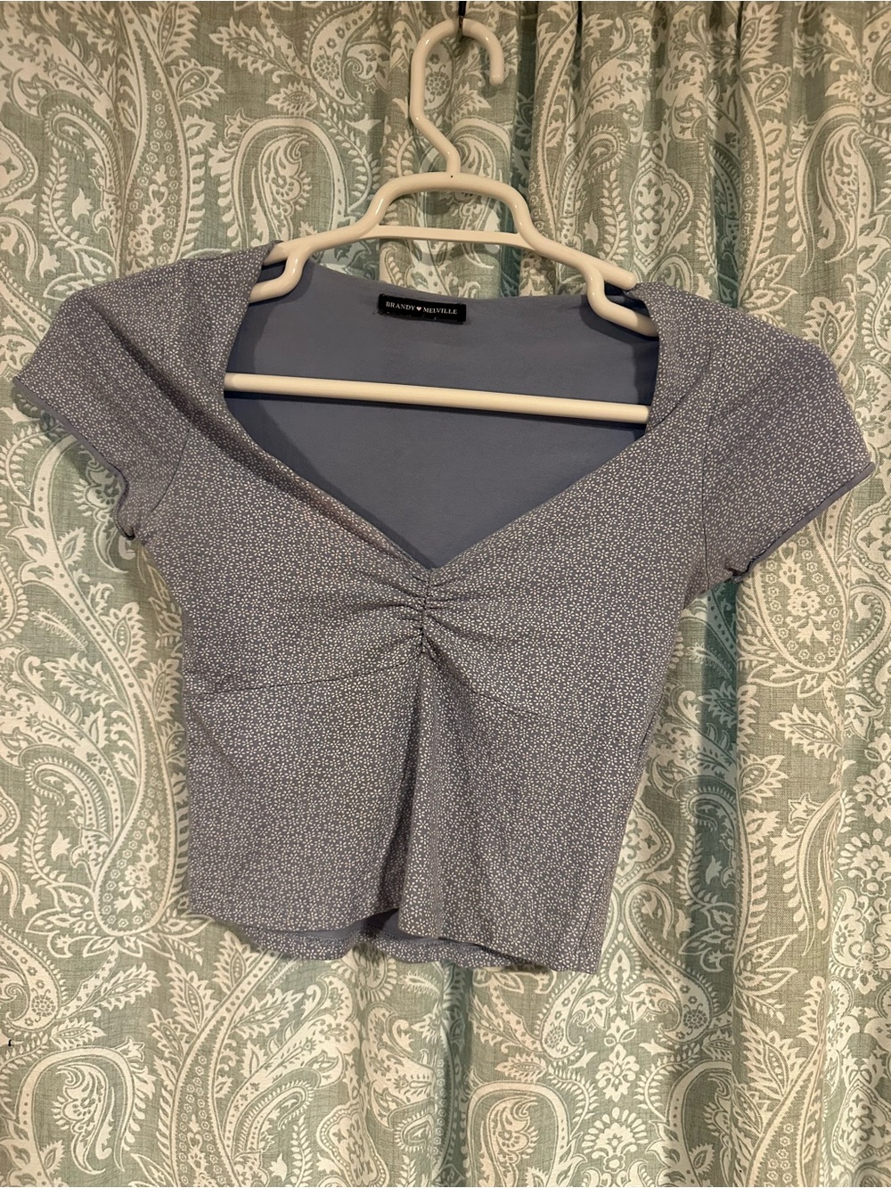 Brandy Melville Lavender Gathered V-Neck Crop Top